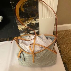 LOUIS VUITTON DENIM MONOGRAM CARRYALL PM SKY BLUE CROSSBODY/ SHOULDER STRAP